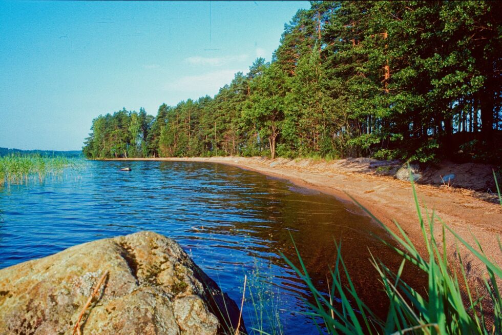 Finnland Landschaft Seen Sandstrand Wald