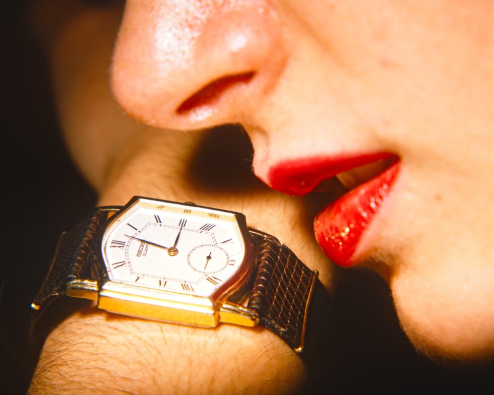 Lippen rote Uhr