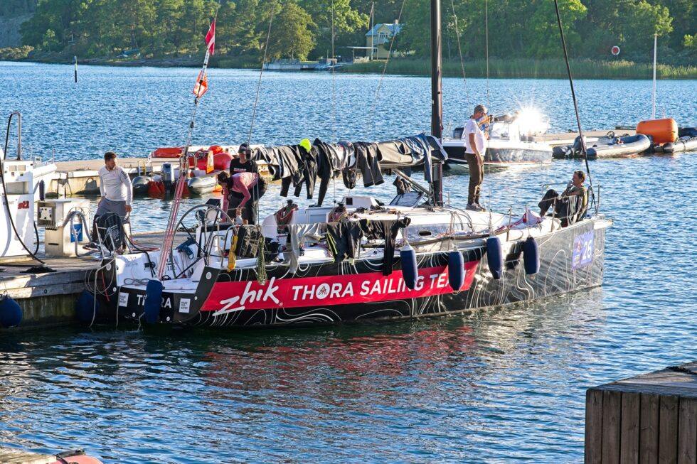 Finnland Aland Mariehamn Westhafen Segelboote