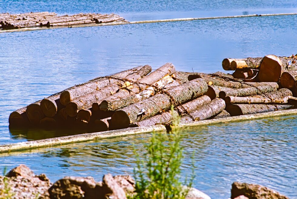 Finnland Landschaft Holzflösserei