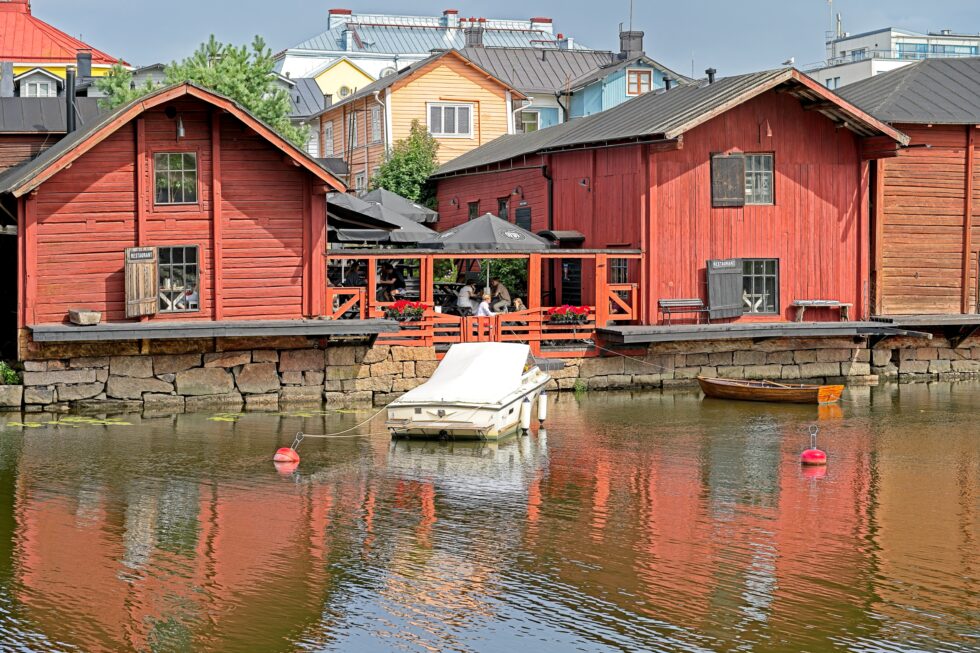 Finnland Porvoo Fluss Lager-Häuser