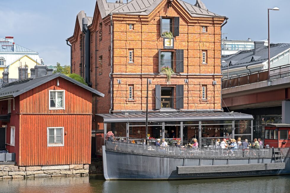 Finnland Porvoo Fluss Häuser Restaurant