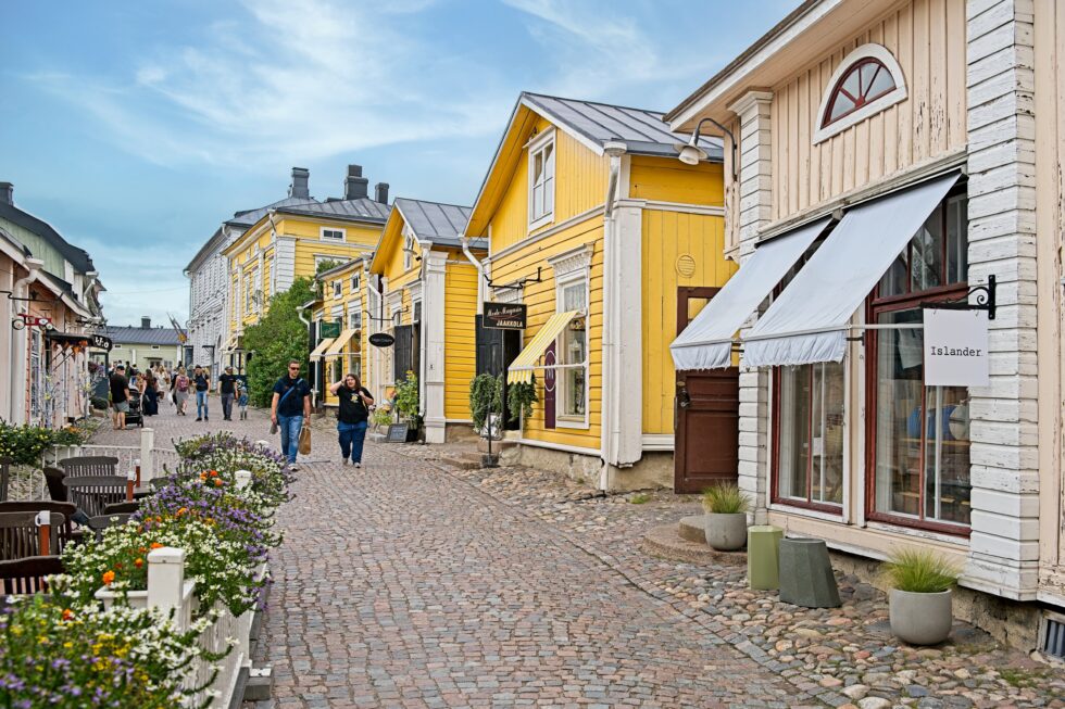 Finnland Porvoo Stadt Holz-Häuser