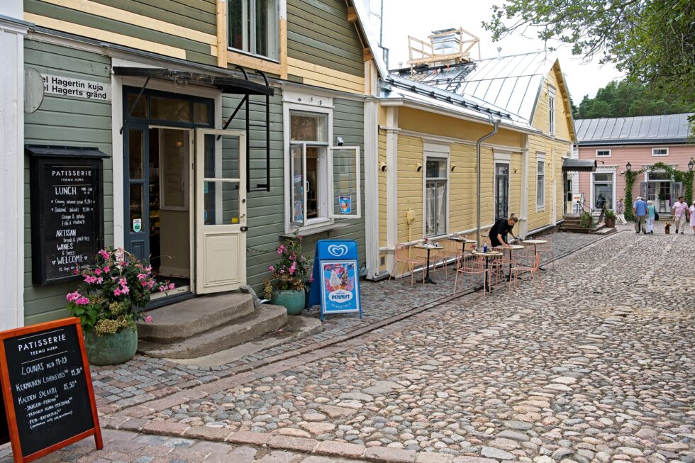 Finnland Porvoo Stadt Holz-Häuser