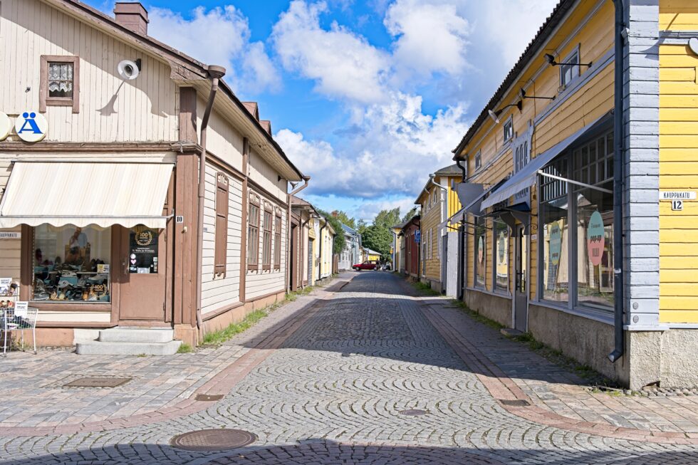Finnland Rauma Holzhäuser Gasse