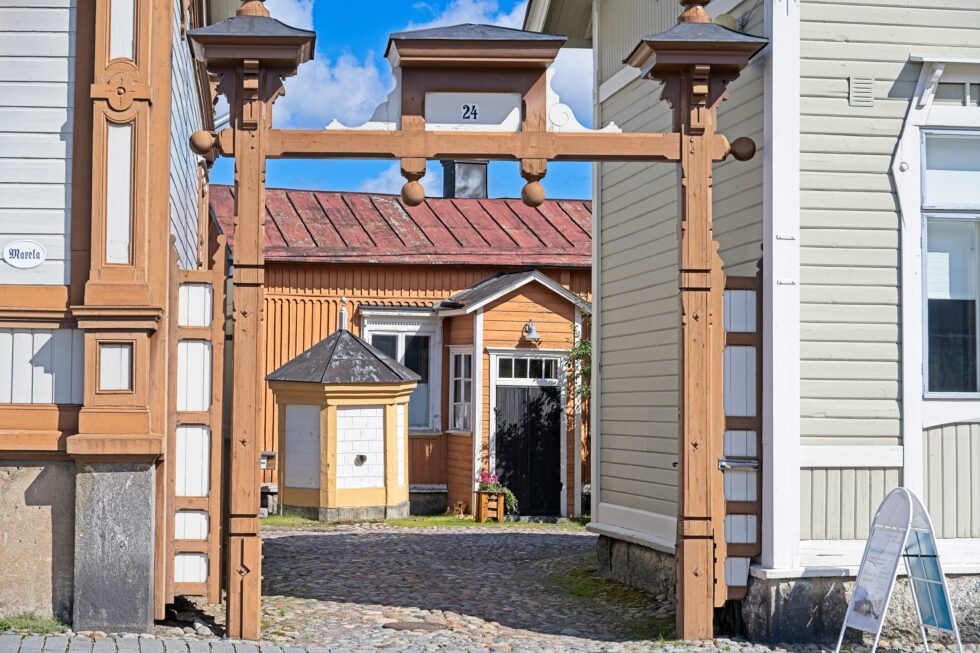 Finnland Rauma Holzhäuser Eingang