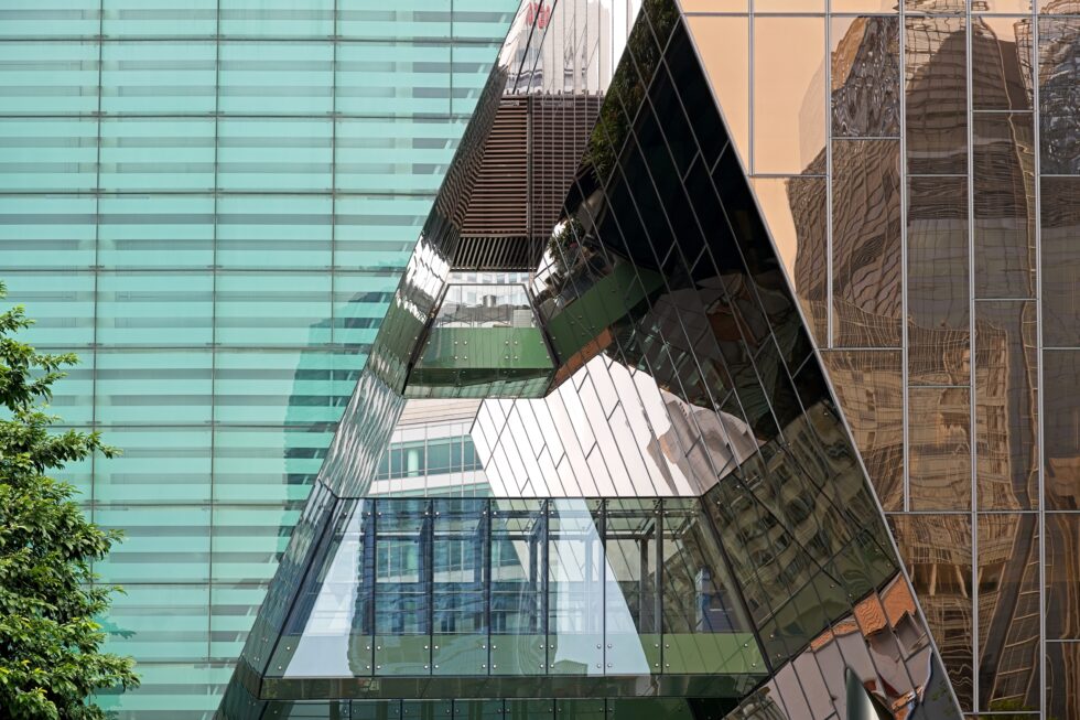 Singapur moderne Architektur Chinatown Glasfassade
