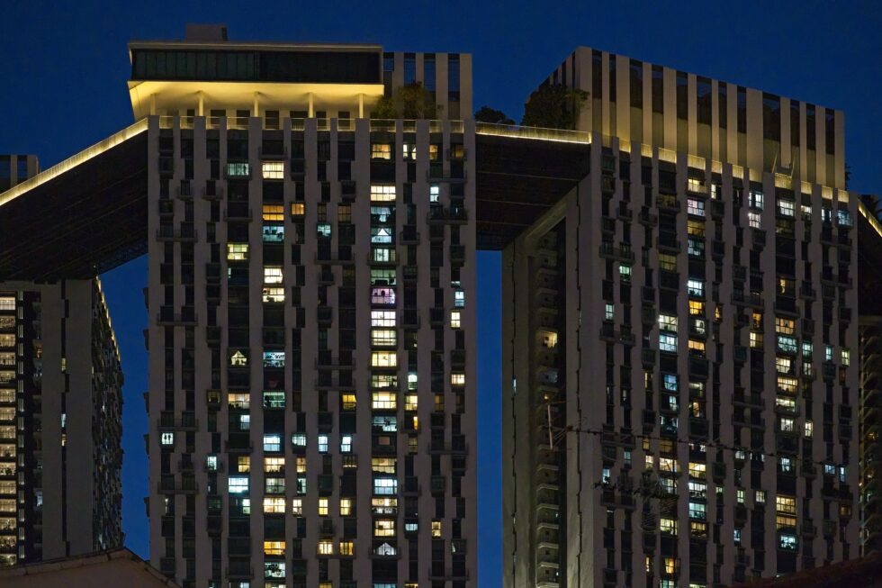 Singapur Chinatown Tajong Pagar Strasse Pinnacle on Duxton Nacht