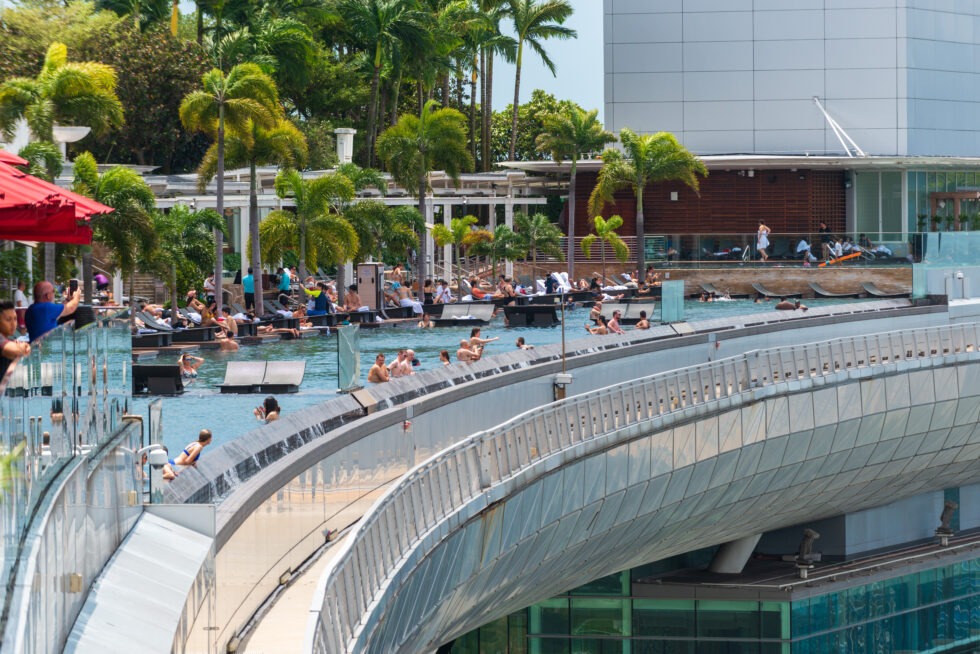 Singapur Hotel Marina-Bay-Sands Schwimmbad Dach
