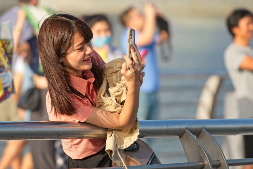 Singapur Merlion Park Personen Frau